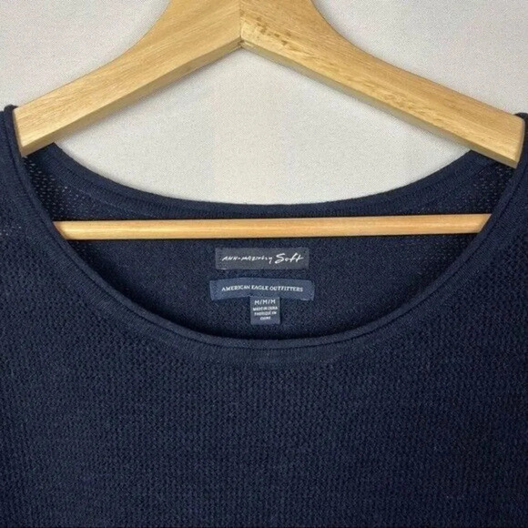 American Eagle AEO Navy Blue Varsity Thermal Long Sleeve M - Picture 3 of 3